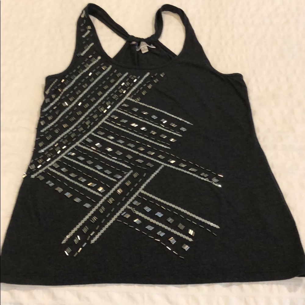 Jennifer Lopez sequin tank charcoal gray